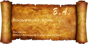 Bocsanszki Alex névjegykártya